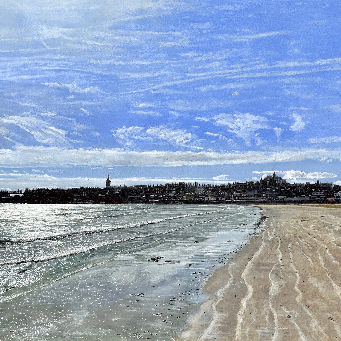 Watercolour of St Andrew's West Sands by Nigel Wade
